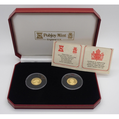 296 - A POBJOY MINT QUEEN MOTHER GIBRALTAR TWO COIN SET