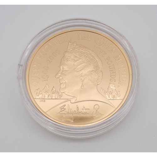 298 - A ROYAL MINT QUEEN MOTHER'S CENTENARY YEAR �5 GOLD PROOF COIN