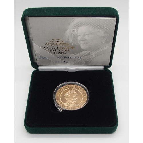 300 - A ROYAL MINT QUEEN MOTHERS �5 GOLD PROOF MEMORIAL CROWN