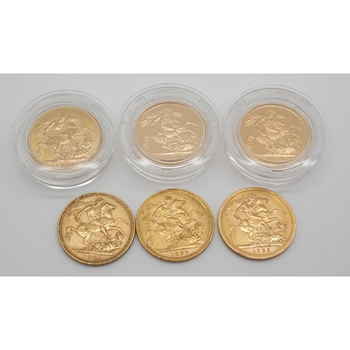 312 - SIX GOLD FULL SOVEREIGNS