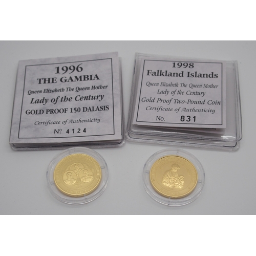 316 - A 1996 THE GAMBIA GOLD PROOD 150 DALASIS COIN