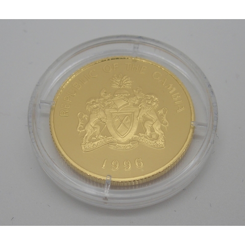 316 - A 1996 THE GAMBIA GOLD PROOD 150 DALASIS COIN