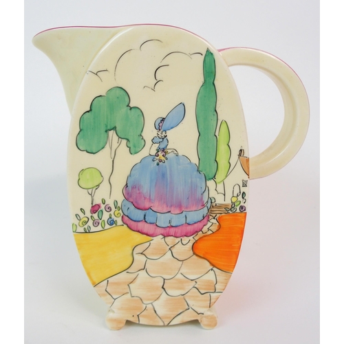 551 - A CLARICE CLIFF BIZARRE APPLIQUE IDYLL PATTERN JUG