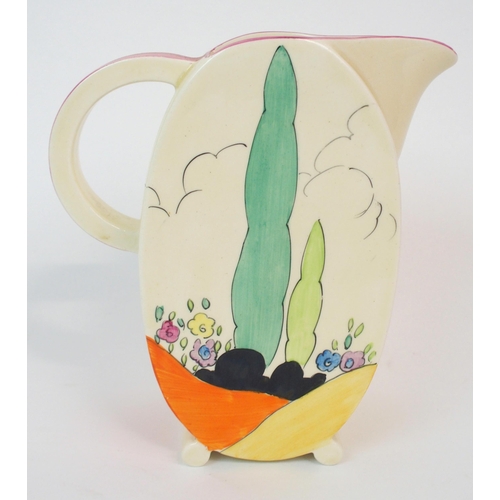 551 - A CLARICE CLIFF BIZARRE APPLIQUE IDYLL PATTERN JUG