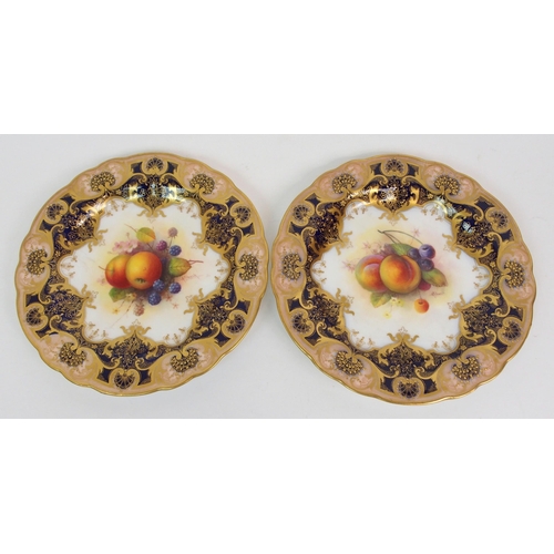 556 - A PAIR OF ROYAL WORCESTER CABINET PLATES