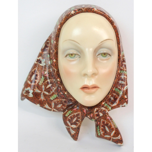 557 - AN ITALIAN LENCI POTTERY ART DECO WALL MASK