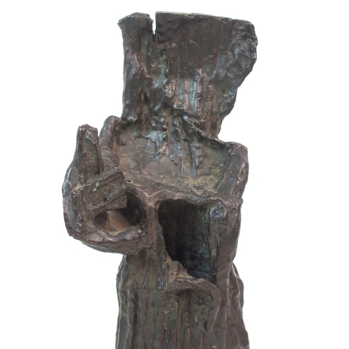 564 - AN ABSTRACT BRONZE MOTHER AND CHILD