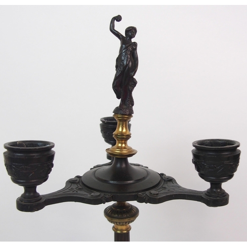 565 - A PAIR OF CAST BRONZE CANDELABRA