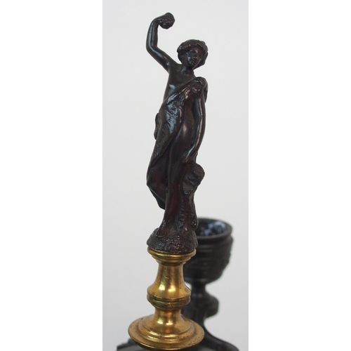 565 - A PAIR OF CAST BRONZE CANDELABRA