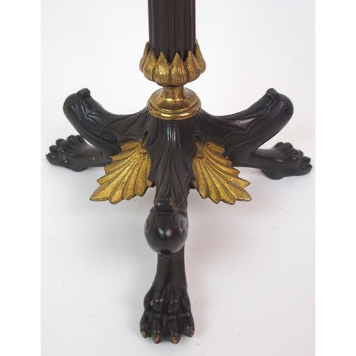 565 - A PAIR OF CAST BRONZE CANDELABRA