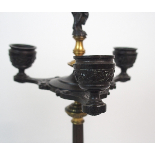 565 - A PAIR OF CAST BRONZE CANDELABRA