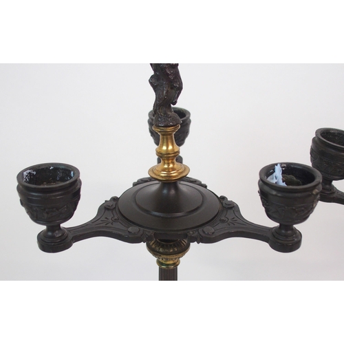 565 - A PAIR OF CAST BRONZE CANDELABRA