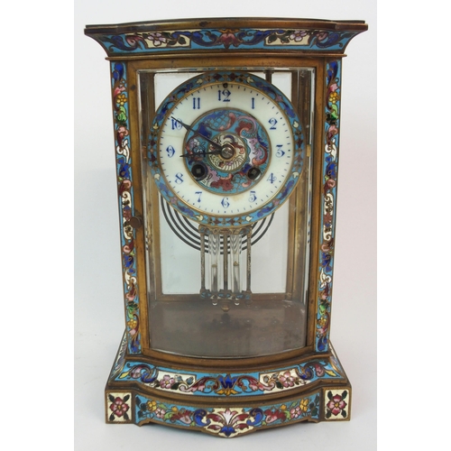 567 - A FRENCH CHAMPLEVE ENAMEL MANTLE CLOCK