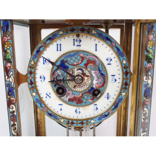 567 - A FRENCH CHAMPLEVE ENAMEL MANTLE CLOCK