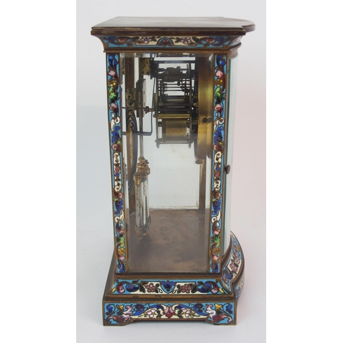 567 - A FRENCH CHAMPLEVE ENAMEL MANTLE CLOCK