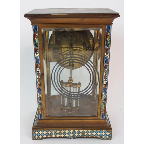 567 - A FRENCH CHAMPLEVE ENAMEL MANTLE CLOCK