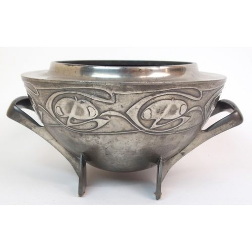 574 - AN ARCHIBALD KNOX ENGLISH PEWTER ROSE BOWL