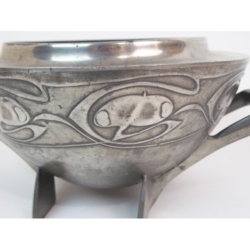 574 - AN ARCHIBALD KNOX ENGLISH PEWTER ROSE BOWL