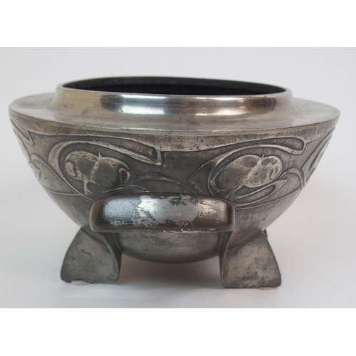 574 - AN ARCHIBALD KNOX ENGLISH PEWTER ROSE BOWL