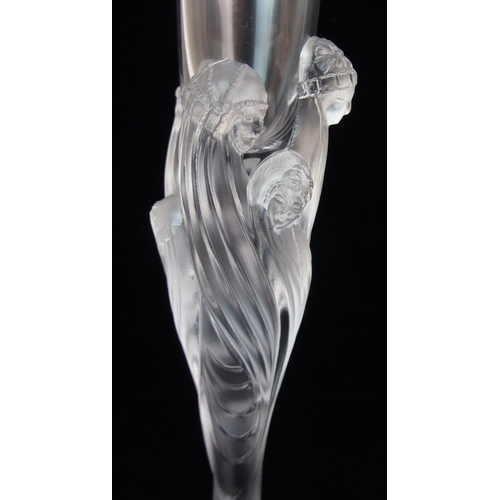 584 - THREE ERTE CRYSTAL MAJESTIC PATTERN CHAMPAGNE FLUTES