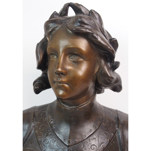 587 - A FRENCH PLASTER BUST OF JOAN OF ARC