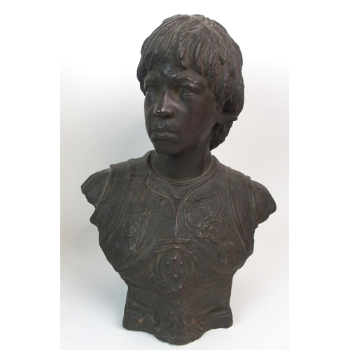 587 - A FRENCH PLASTER BUST OF JOAN OF ARC