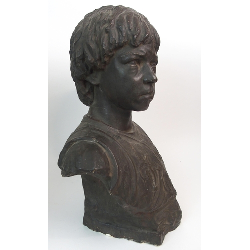 587 - A FRENCH PLASTER BUST OF JOAN OF ARC