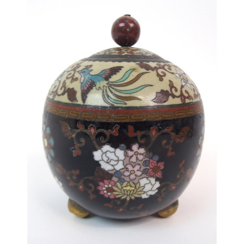 59 - A CHINESE CLOISONNE OVAL BOX AND COVER