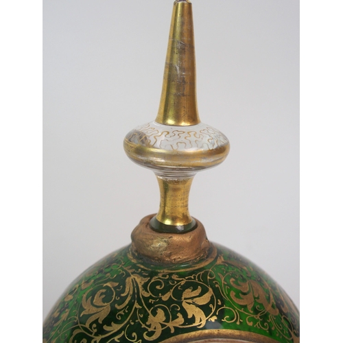 591 - A 19TH CENTURY BOHEMIAN GREEN GLASS CENTREPIECE