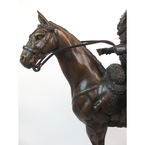 594 - AFTER JOHN SKEAPING -  A BRONZE OF A PRUSSIAN HUSSAR