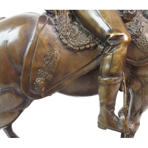 594 - AFTER JOHN SKEAPING -  A BRONZE OF A PRUSSIAN HUSSAR