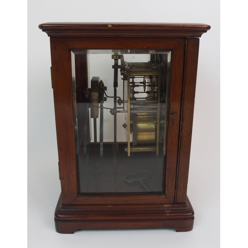 606 - A VICTORIAN MAHOGANY MANTLE CLOCK