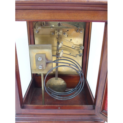 606 - A VICTORIAN MAHOGANY MANTLE CLOCK