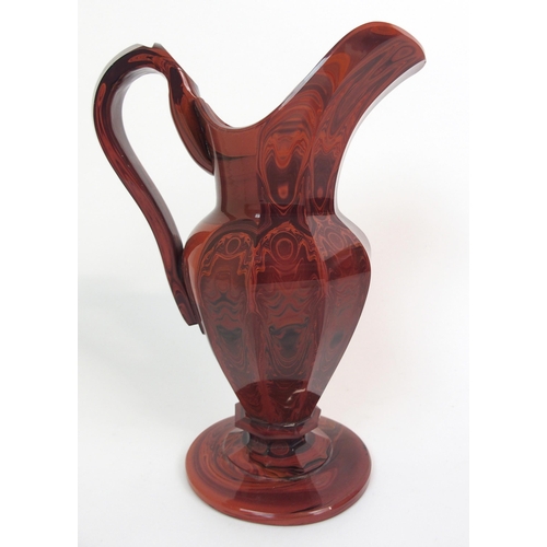 608 - A SCOTTISH AGATE GLASS FACETED BALUSTER JUG