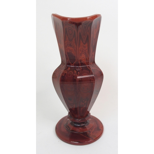 608 - A SCOTTISH AGATE GLASS FACETED BALUSTER JUG