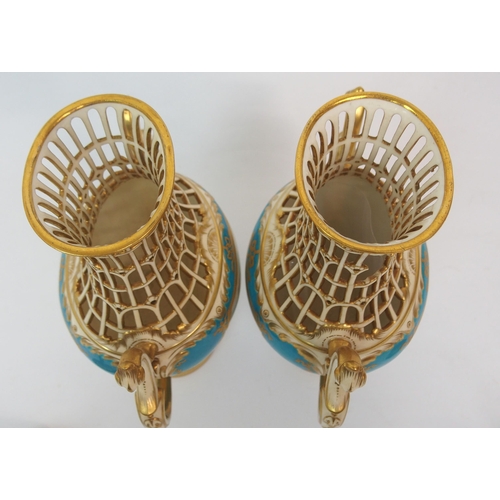 611 - A PAIR OF MINTON POT POURRI VASES AND COVERS