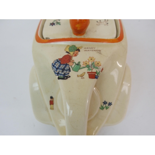 612 - A SADLER POTTERY MABEL LUCIE ATTWELL RACING CAR NURSERY TEAPOT