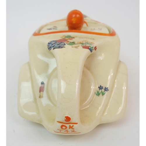 612 - A SADLER POTTERY MABEL LUCIE ATTWELL RACING CAR NURSERY TEAPOT