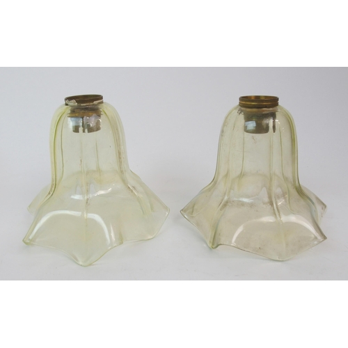 613 - A VASELINE GLASS LANTERN SHADE