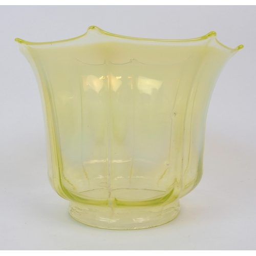 613 - A VASELINE GLASS LANTERN SHADE