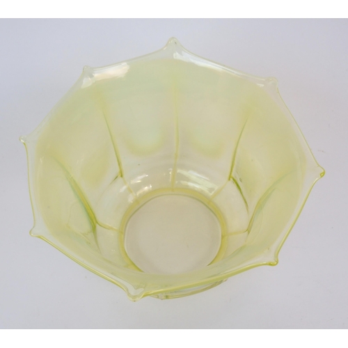 613 - A VASELINE GLASS LANTERN SHADE