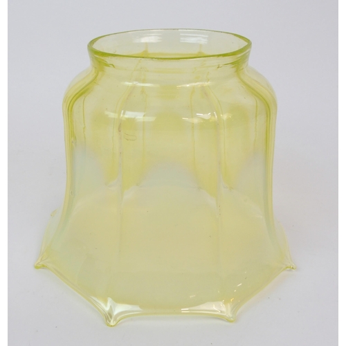 613 - A VASELINE GLASS LANTERN SHADE