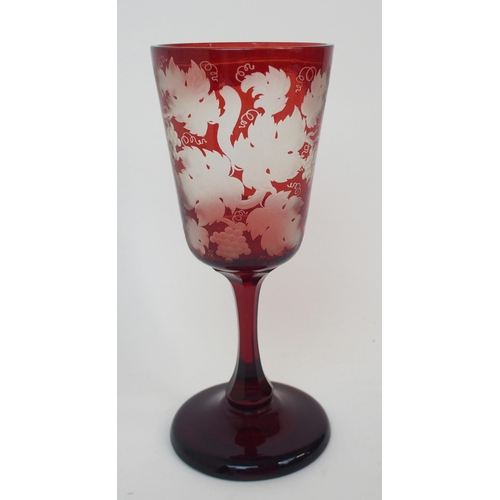 616 - A BOHEMIAN RUBY OVERLAID GLASS