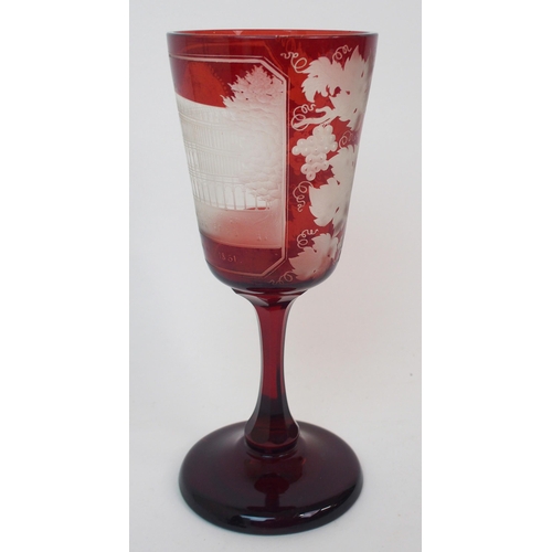 616 - A BOHEMIAN RUBY OVERLAID GLASS