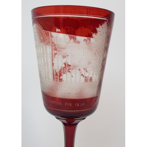 616 - A BOHEMIAN RUBY OVERLAID GLASS