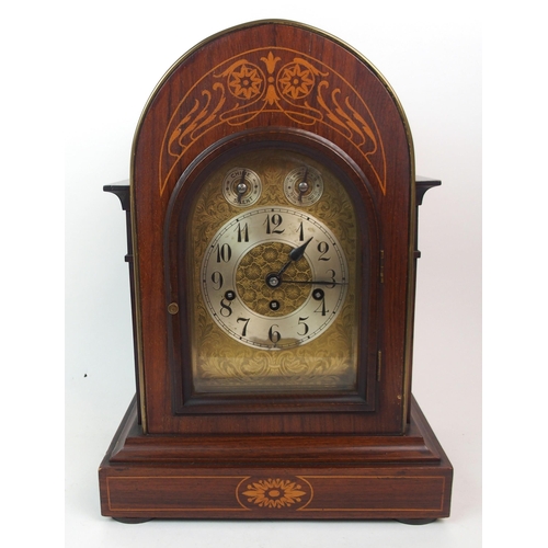 618 - A LATE 19TH CENTURY GERMAN ROSEWOOD MANTLE CLOCK