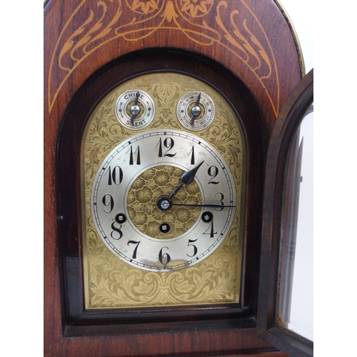 618 - A LATE 19TH CENTURY GERMAN ROSEWOOD MANTLE CLOCK