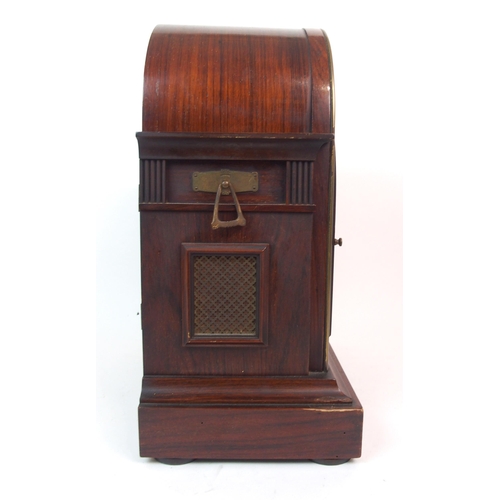 618 - A LATE 19TH CENTURY GERMAN ROSEWOOD MANTLE CLOCK