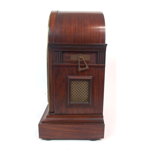 618 - A LATE 19TH CENTURY GERMAN ROSEWOOD MANTLE CLOCK