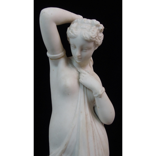 624 - A PARIAN FIGURE OF A WOMAN WRAPPED IN A SHAWL